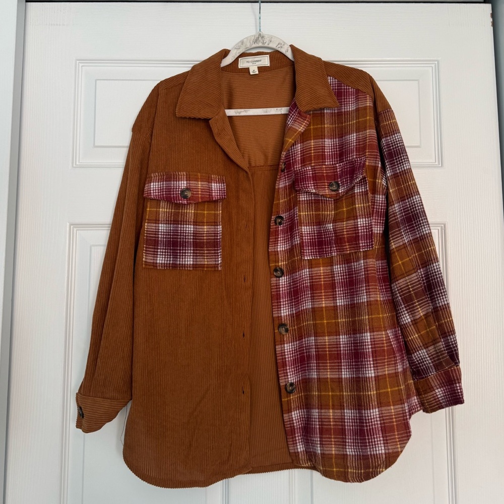 Patchwork Corduroy Flannel Shacket
